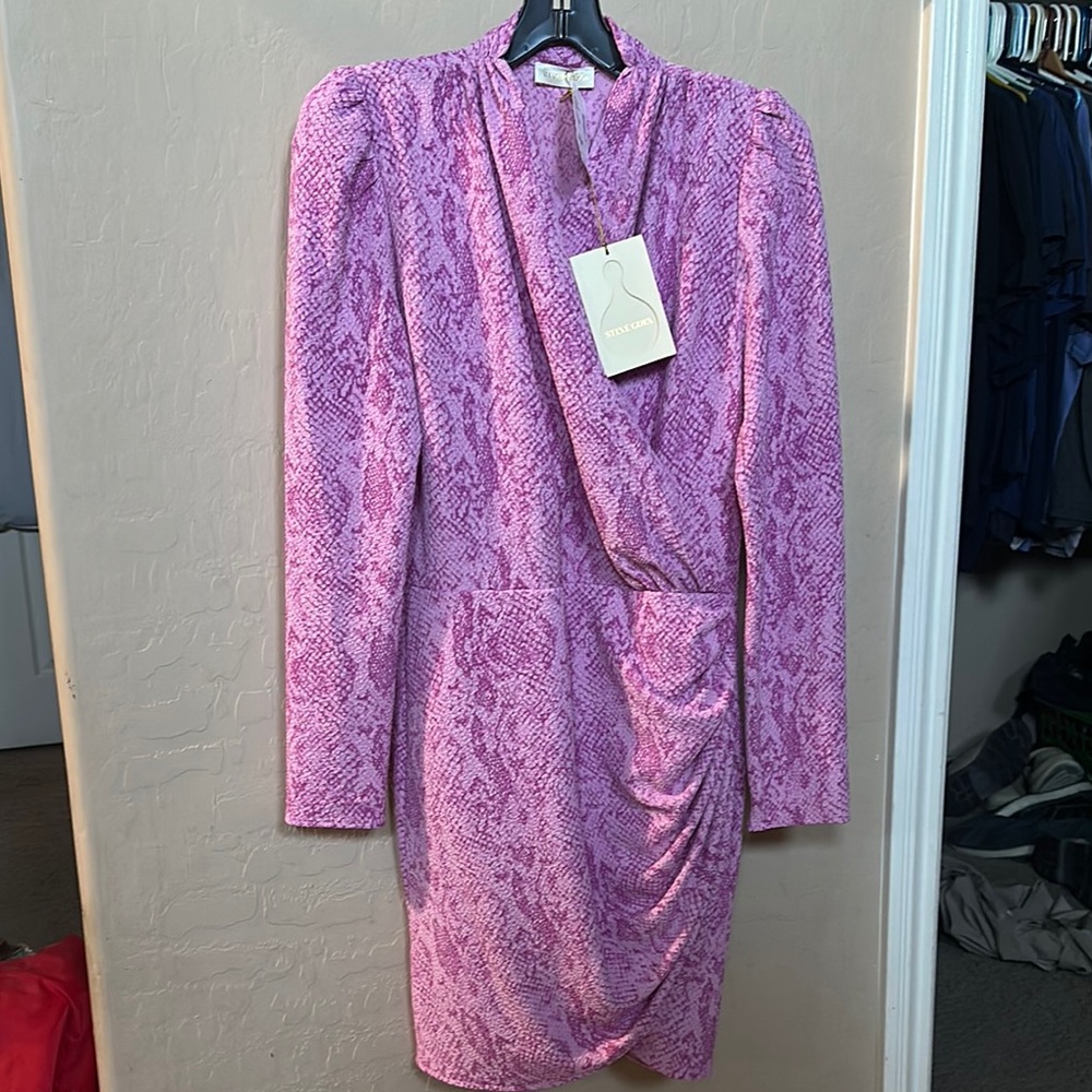 Elegant Pink Snake Print Dress